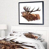 Made in Canada - East Urban Home 'Deer Head Illustration' Framed Oil Painting Print on Wrapped Canvas