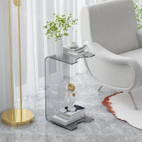 Latitude Run® Clear Acrylic C Shaped Sofa Side Table For Small Space,  Modern Accent Table For Living Room, Multipurpose