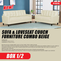 NEW SOFA & LOVESEAT COUCH FURNITURE COMBO BEIGE BT1807BE