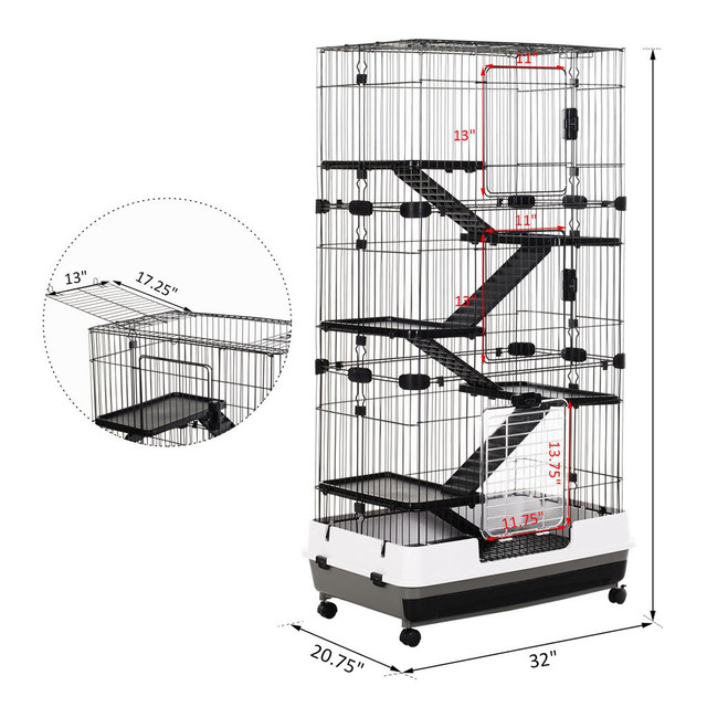 Small Animal Cage 31.9" x 20.7" x 62.6" Black in Accessories - Image 3