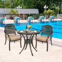 World Menagerie 3 Piece Round Outdoor Dining Set With Cushions