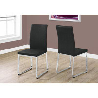 Brayden Studio Dining Chair - 2Pcs/38" H/Black Leather-Look/Chrome_38 x 18