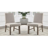 Wildon Home® Elegant Rustic Grey Finish Solid Wood Kitchen Set Of 2Pcs Dining Chairs Upholstered Seats Chairs W/ Stretch