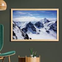 East Urban Home Ambesonne Winter Wall Art With Frame, Snowy Mountain Peaks Tops High Lands Northern Scenic Alps Panorama
