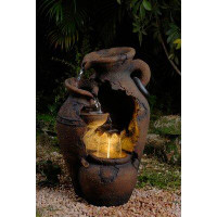 Fleur De Lis Living Resin/Fibreglass Old Fashion Pot Outdoor Fountain with LED Light